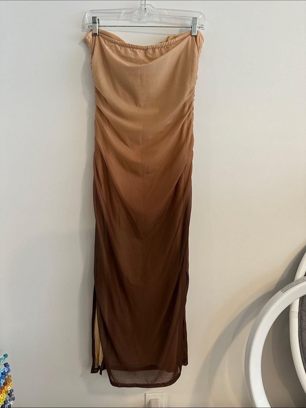 Pretty Garden Strapless Mesh Ombre Bodycon Stretchy Maxi Dress - Picture 10 of 11